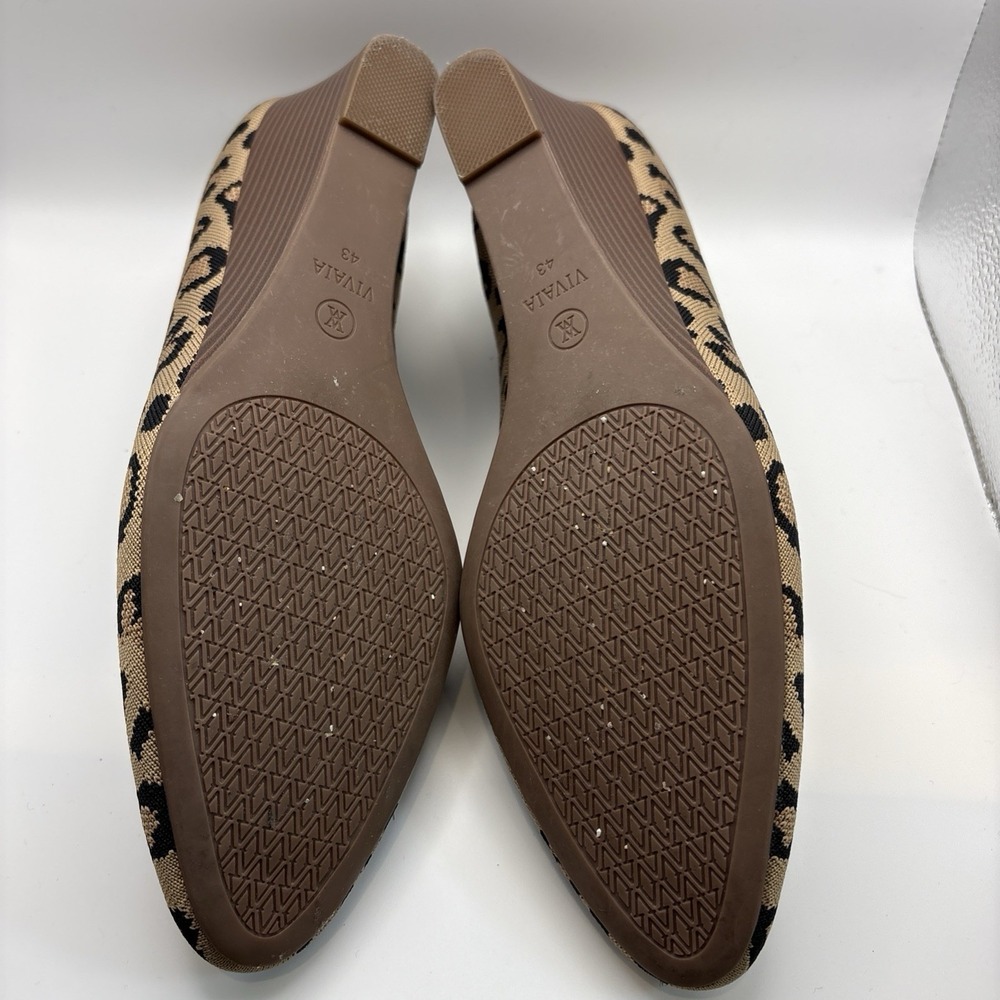Vivaia Almond-Toe Wedge Pro Tan Brown Leopard Heels Pumps Shoes US 11 EU 43 - Picture 9 of 14